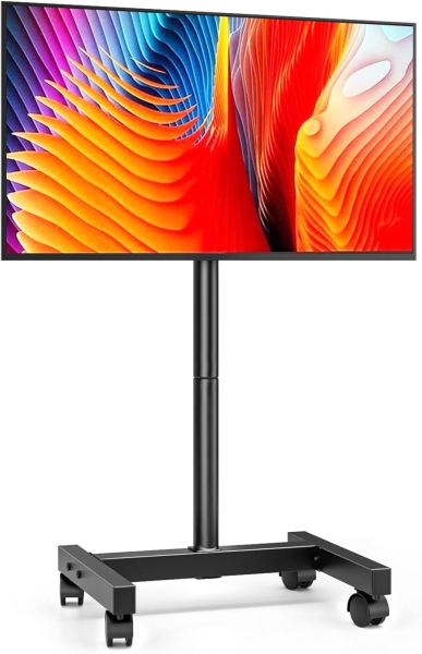 AX WABER Supporto TV Mobile per TV da 13–50 Pollici (Regolabile in Altezza) (Carrello TV flessibile con regolazione in altezza su 8 livelli e angolo di inclinazione per LCD/LED/OLED.)
