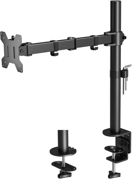 BONTEC Supporto per monitor da 13-32 pollici per schermi LED LCD fino a 10 kg, supporto da tavolo per monitor 1 monitor regolabile in altezza, inclinabile e orientabile, 2 opzioni di montaggio, VESA 75x75/100x100, nero