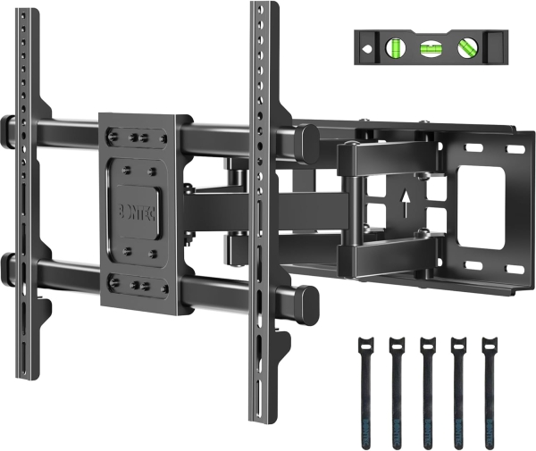 BONTEC Supporto TV a Parete Girevole & Inclinabile per 32-85 Pollici (Max. 60 kg) (Stabile supporto a doppio braccio per TV piatti & curvi – VESA 600x400, Estensibile fino a 39 cm.)
