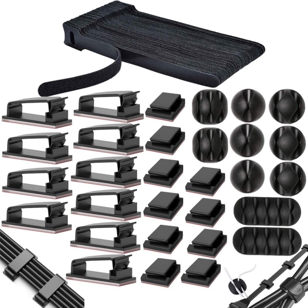MiuCo Kit Gestione Cavi Scrivania (100 Pezzi) – L