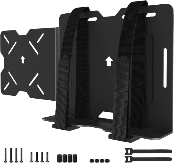 Supporto VESA Universale per Mini PC, Modem & Thin Client (Dell, HP, Lenovo) (Supporto a cinghia regolabile per dispositivi fino a 50 cm di circonferenza – Montaggio su braccio monitor o retro)
