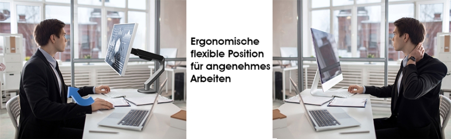 3IDEE Braccio per monitor singolo | Per 1 monitor con schermo da 17"-32" | Regolabile in altezza - fino a 9 kg