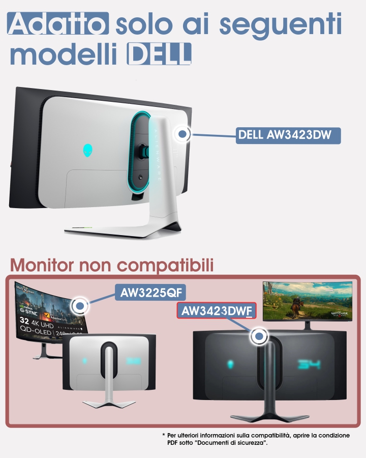 Adattatore VESA compatibile con DELL Alienware Gaming Monitor (AW3423DW)