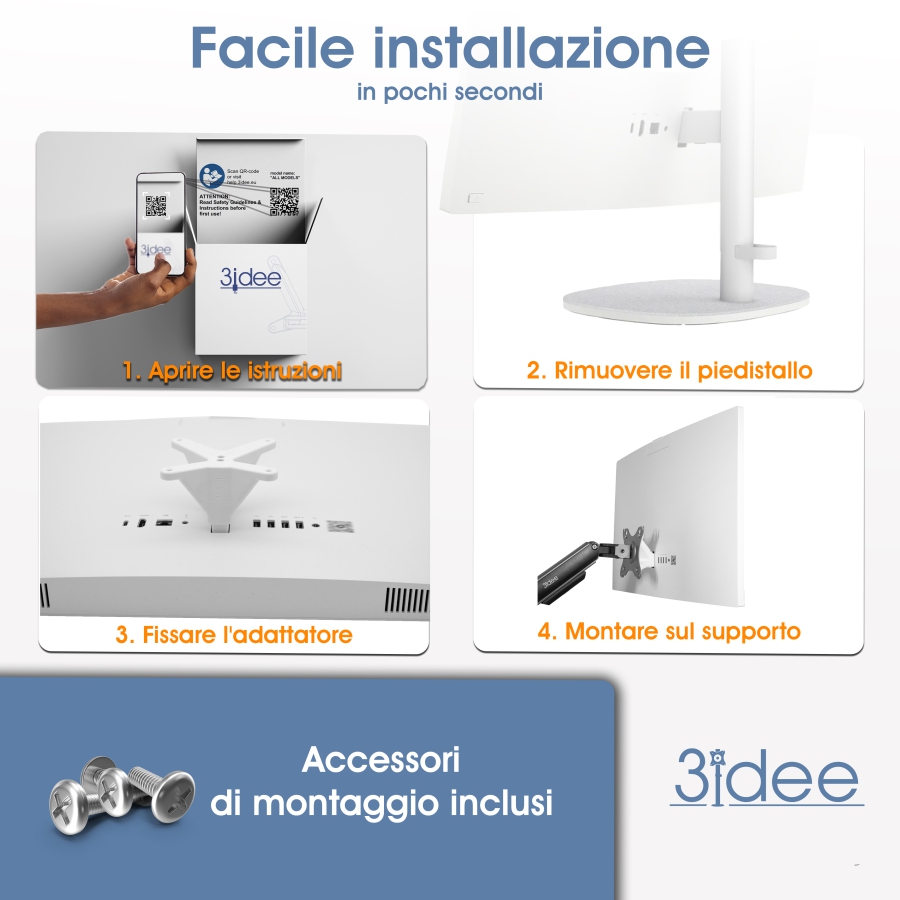 Adattatore VESA compatibile con HP All-in-One PC (serie 24-cr, 27-cr)