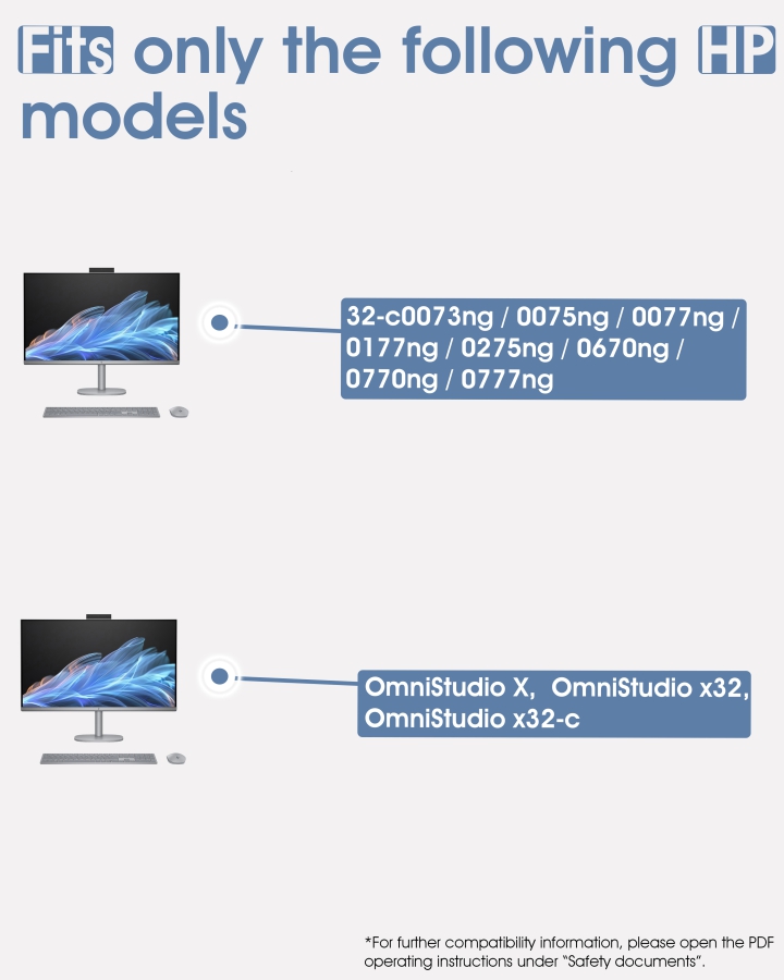 Adattatore VESA compatibile con HP Omnistudio X All-in-one PC (32-c0073ng 32-c0075ng, 32-c0077ng, 32-c0177ng, 32-c0275ng, 32-c0670ng, 32-c0770ng, 32-c0777ng) - 75x75mm