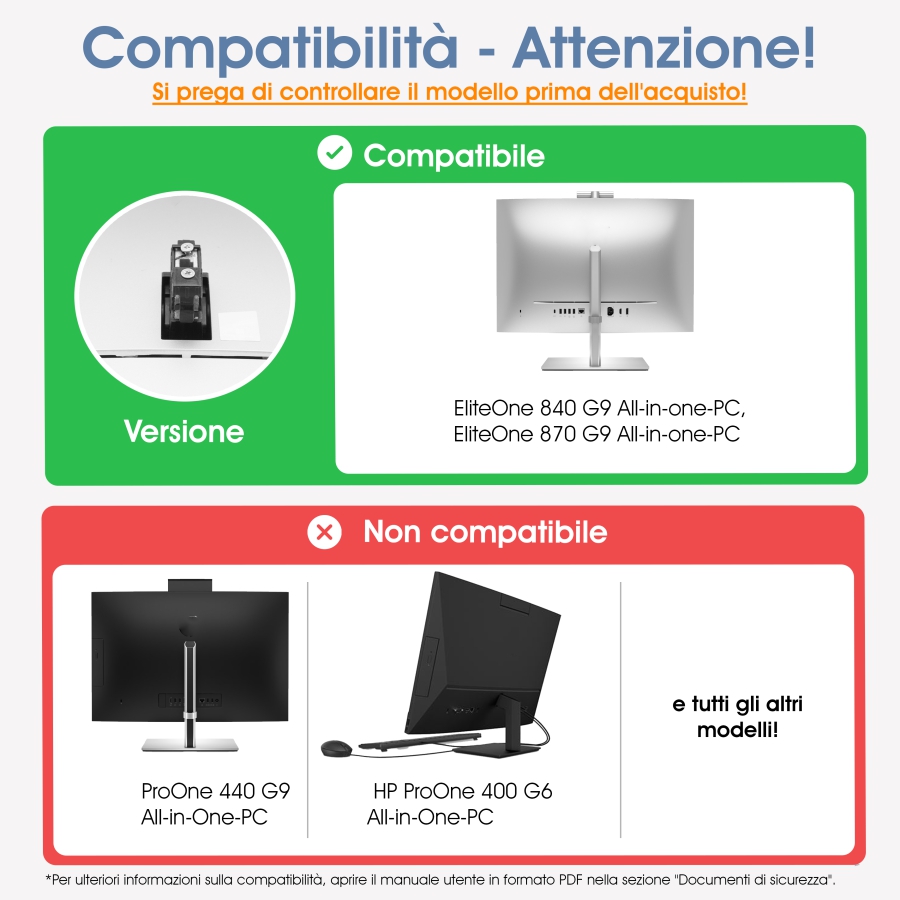 Adattatore VESA compatibile con i PC All-in-One HP (EliteOne 840, 870 G9)
