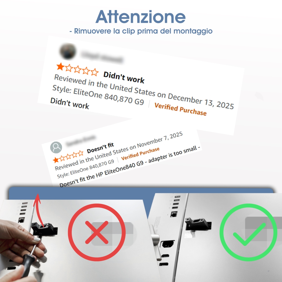 Adattatore VESA compatibile con i PC All-in-One HP (EliteOne 840, 870 G9)