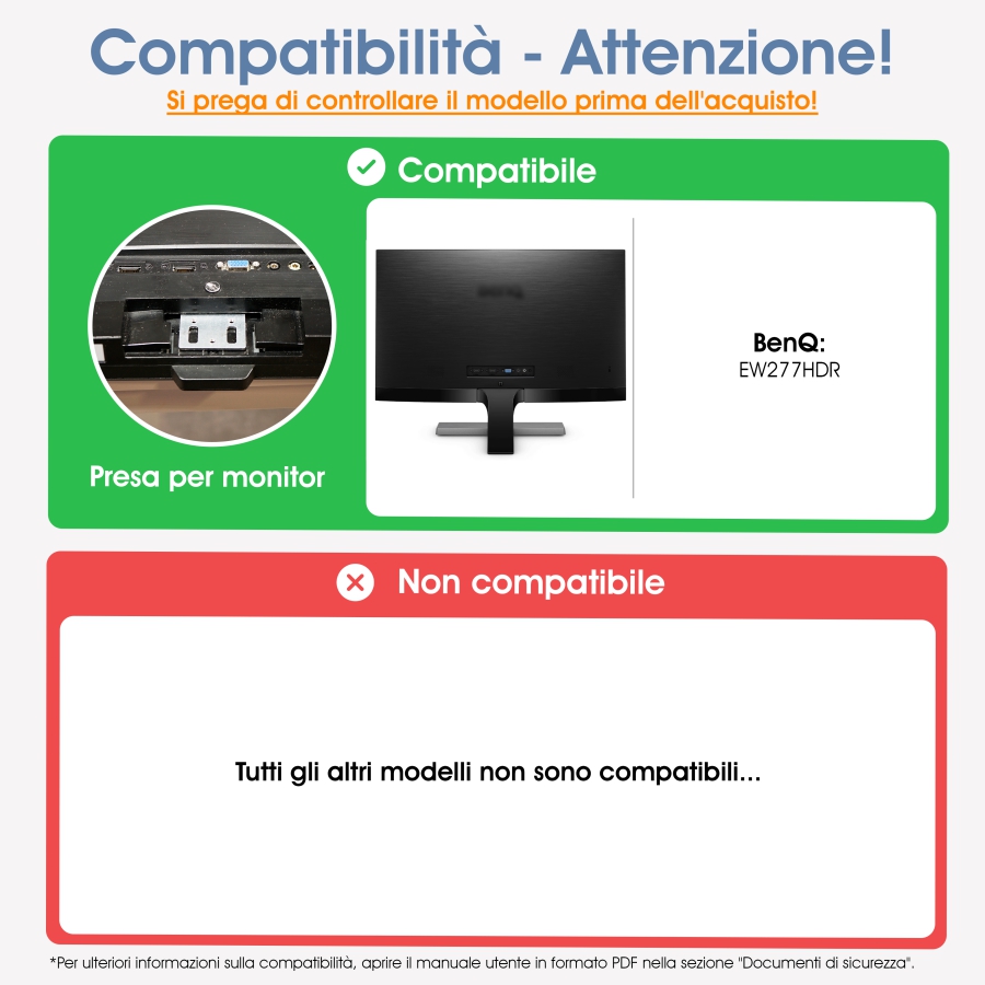 Adattatore VESA compatibile con il monitor BenQ (EW277HDR)