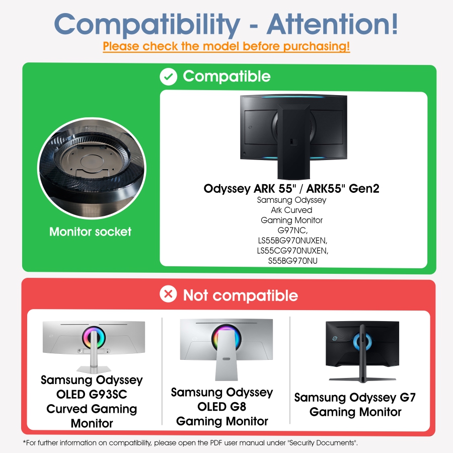 Adattatore VESA compatibile con monitor Samsung Odyssey Ark Gaming (Odyssey ARK 55" / ARK55" Gen2)