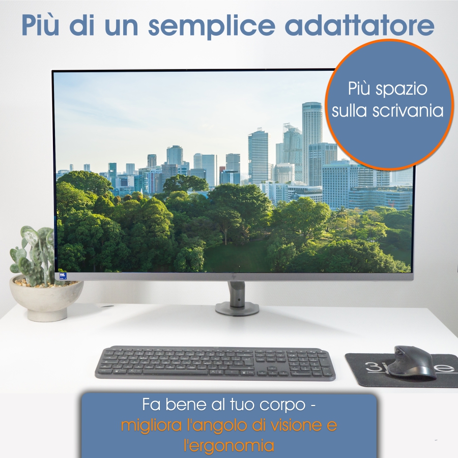 Adattatore VESA per HP Serie 5 PRO e Serie E G5 (524pf, 527pf, 527pq, 524pu, 527pu, E24q, E27q, E32k ecc.)