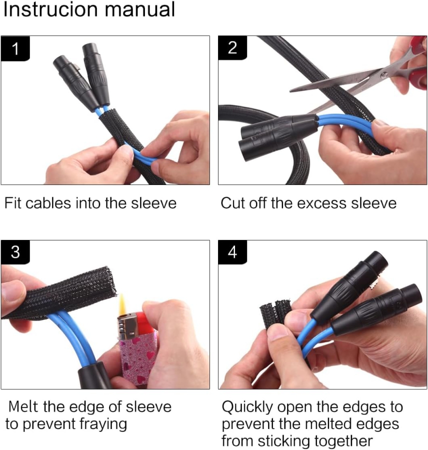 Alex Tech Guaina per Cavi Autochiudente 13mm x 3,1m (Guaina Intrecciata) (Protezione cavi tagliabile per TV, PC & Auto – Resistente al calore & A prova di morso di gatto.)