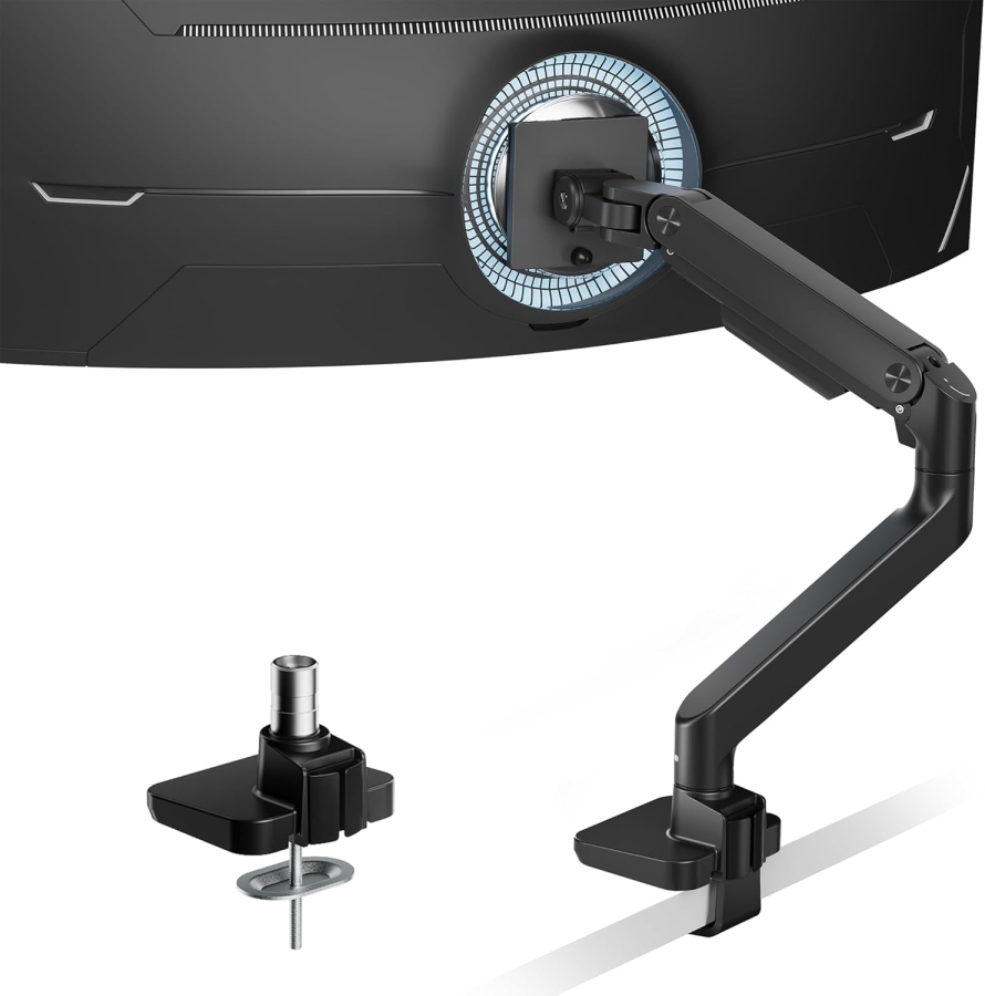 ARES WING Premium Monitorhalterung 17-49" – Braccio a molla a gas fino a 20 kg, Nero (Massima portata ed ergonomia: la tua Monitorhalterung premium per il gaming e la produttività.)