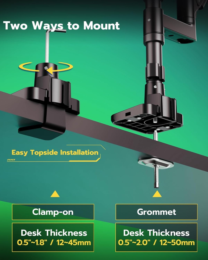 ARES WING Supporto 2 monitor per monitor da 17-49", fino a 20 kg per braccio, carico massimo estremo, per monitor da gioco