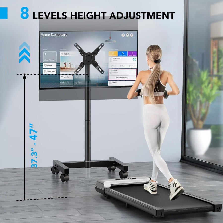 AX WABER Supporto TV Mobile per TV da 13–50 Pollici (Regolabile in Altezza) (Carrello TV flessibile con regolazione in altezza su 8 livelli e angolo di inclinazione per LCD/LED/OLED.)