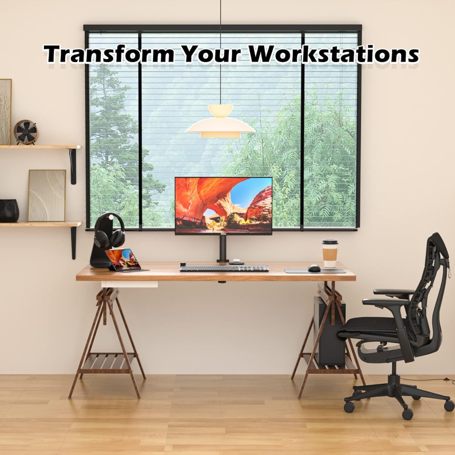 BONTEC Supporto 1 monitor per monitor da 13-32 pollici, fino a 10kg, regolabile in altezza, girevole, inclinabile