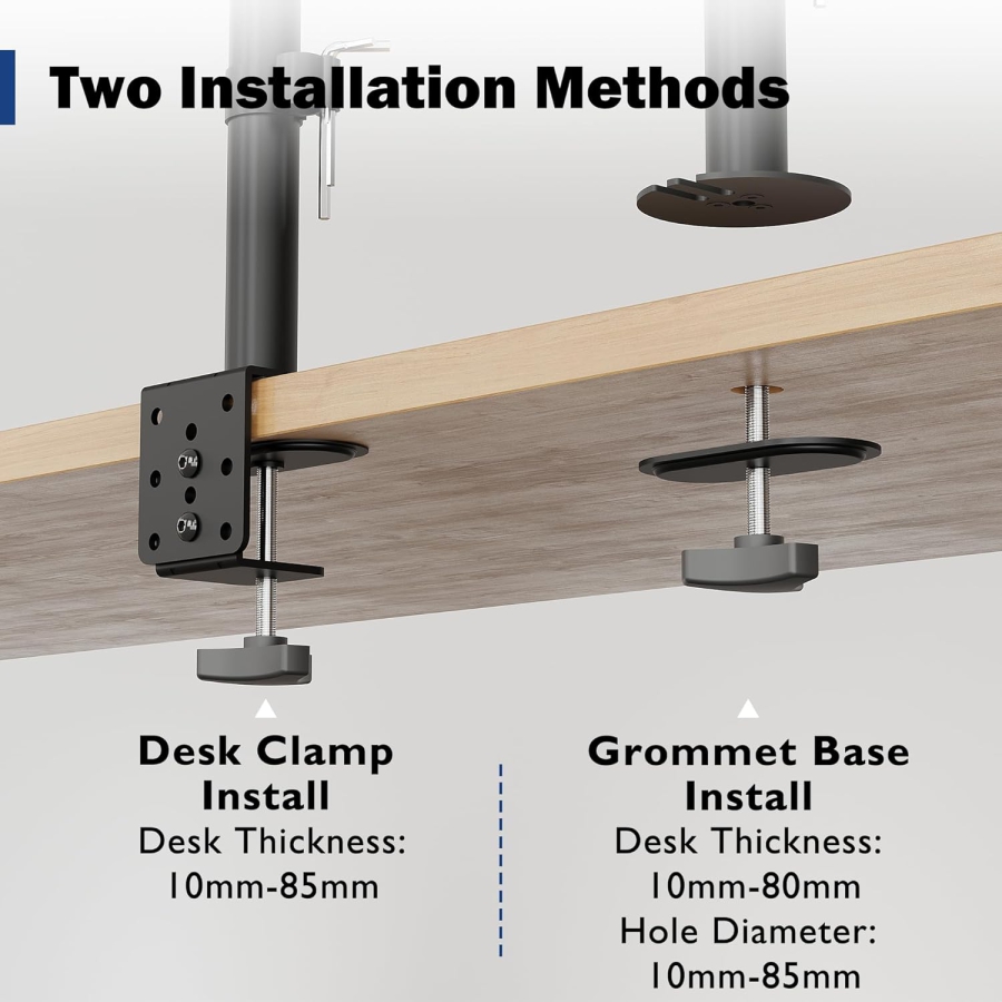 BONTEC Supporto 1 monitor per monitor da 13-34", braccio corto, fino a 10kg, regolabile in altezza, inclinabile