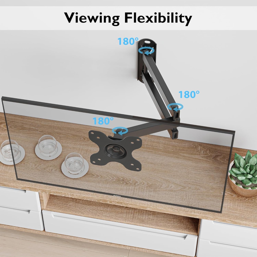 BONTEC Supporto da parete per monitor da 13-30 pollici, fino a 15 kg, design salvaspazio