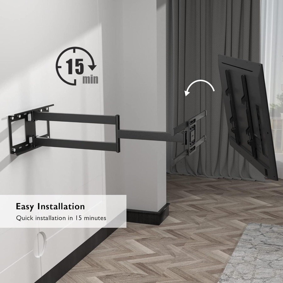 BONTEC Supporto TV a Parete con Braccio Extra Lungo 1040 mm (32-75 Pollici) (Supporto per carichi pesanti fino a 60 kg – Girevole, Inclinabile & Estensibile fino a 104 cm.)