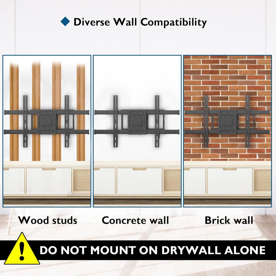 BONTEC Supporto TV a Parete con Braccio Extra Lungo 1040 mm (32-75 Pollici) (Supporto per carichi pesanti fino a 60 kg – Girevole, Inclinabile & Estensibile fino a 104 cm.)