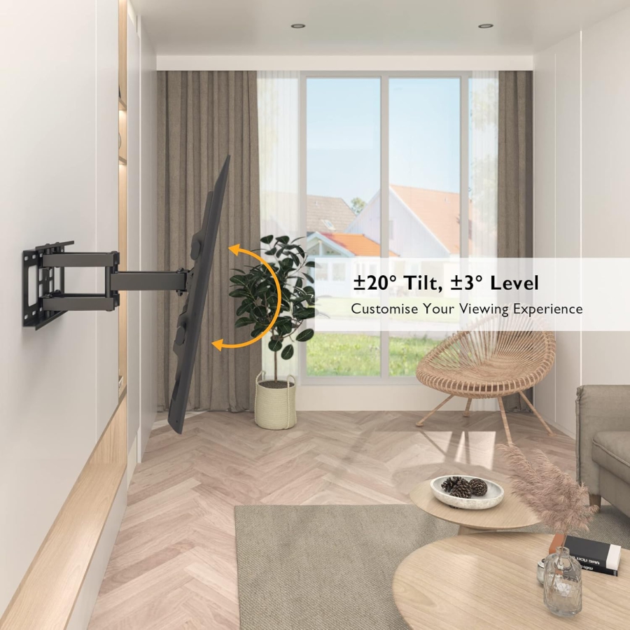 BONTEC Supporto TV a Parete Girevole & Inclinabile per 32-85 Pollici (Max. 60 kg) (Stabile supporto a doppio braccio per TV piatti & curvi – VESA 600x400, Estensibile fino a 39 cm.)