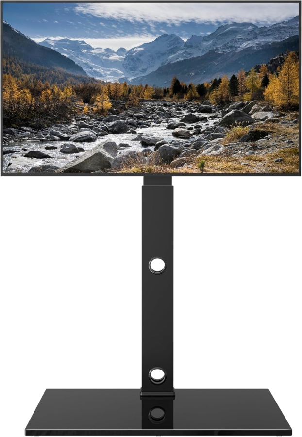 BONTEC Supporto TV da Pavimento per TV da 30–70 Pollici (Girevole & Regolabile in Altezza) (Supporto TV indipendente con base in vetro da 8mm per TV Piatti & Curvi fino a 40 kg – VESA max. 600x400 mm)