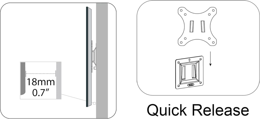 DIGITUS Supporto da parete per monitor fino a 32", fino a 18 kg, distanza minima dalla parete