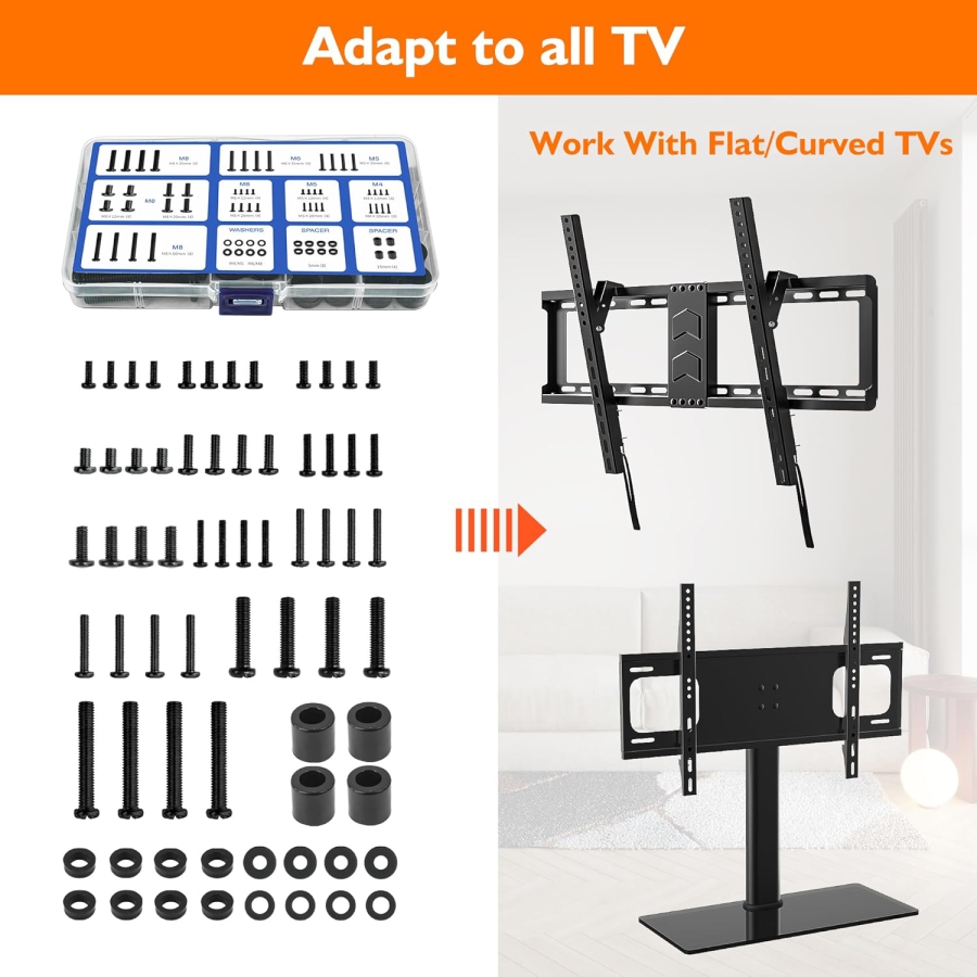 GINKGO Set di Viti VESA Universali per TV & Monitor (M4, M5, M6, M8) (Kit di montaggio da 68 pezzi per supporti a parete e piedistalli – Compatibile fino a 80 pollici.)