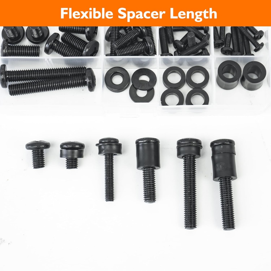 GINKGO Set di Viti VESA Universali per TV & Monitor (M4, M5, M6, M8) (Kit di montaggio da 68 pezzi per supporti a parete e piedistalli – Compatibile fino a 80 pollici.)