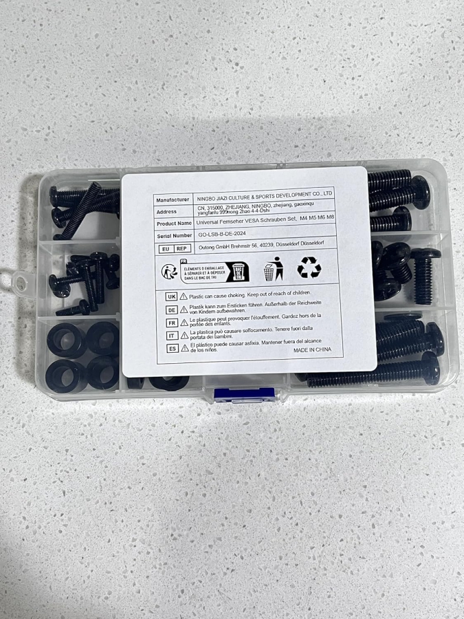 GINKGO Set di Viti VESA Universali per TV & Monitor (M4, M5, M6, M8) (Kit di montaggio da 68 pezzi per supporti a parete e piedistalli – Compatibile fino a 80 pollici.)