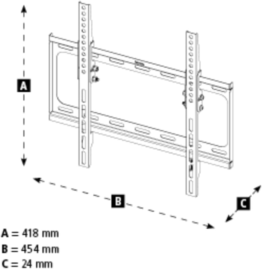 Hama Supporto TV a Parete Inclinabile per Televisori da 32-75 Pollici (VESA 400x400) (Supporto TV ultrapiatto (2,4 cm distanza dalla parete) – Inclinabile in modo continuo di 10°, portata fino a 35 kg.)