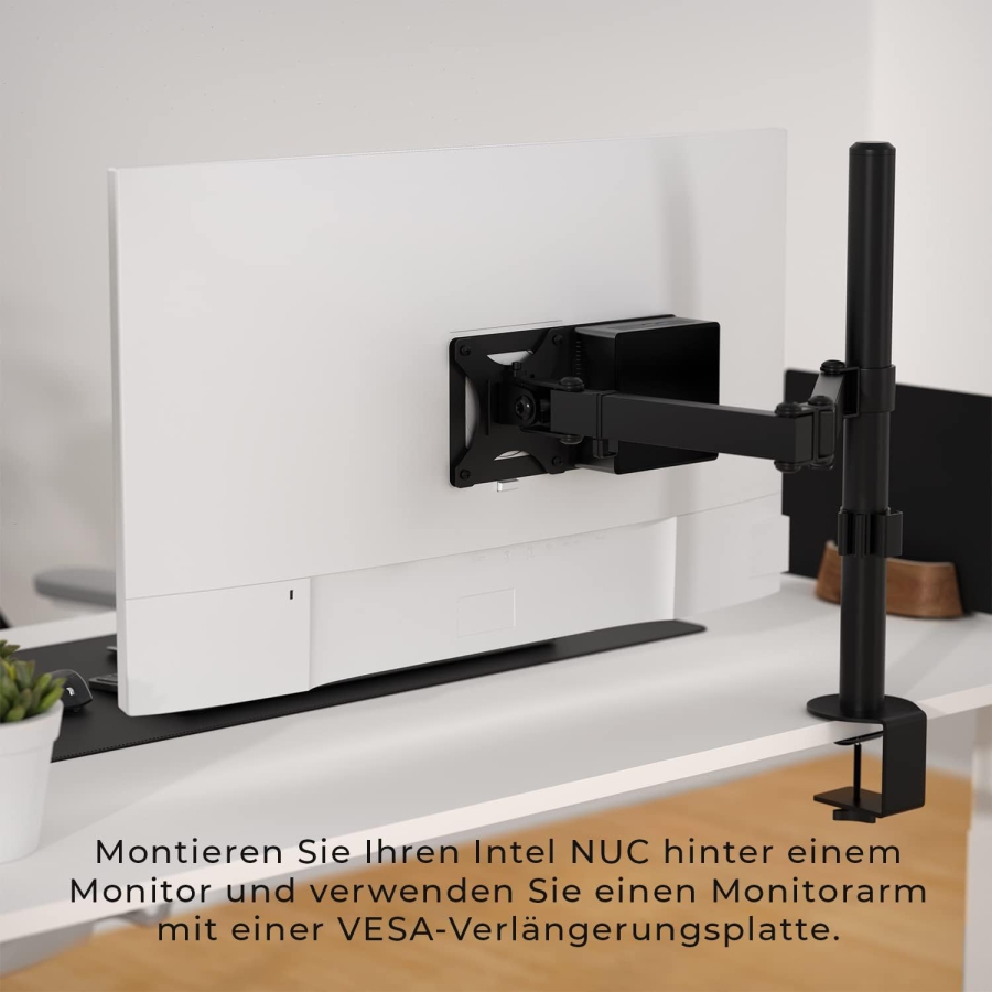 HumanCentric Piastra di Estensione VESA per Mini PC Intel NUC (Montaggio su Braccio Monitor) (Piastra adattatrice per il fissaggio del NUC dietro il monitor – VESA 75x75 & 100x100 mm.)