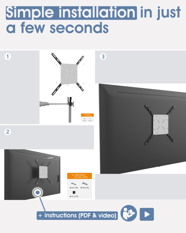 Kit di estensione adattatore VESA universale per supporto a parete e supporto per monitor, da 200x200 a 400x400, capacità di carico estrema fino a 30kg, per TV e monitor fino a 55"