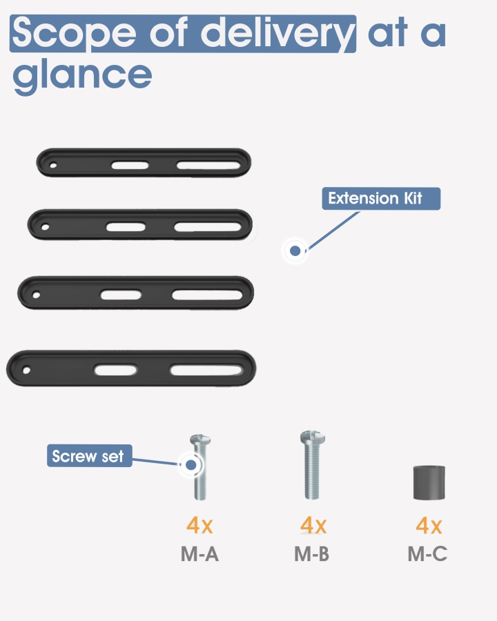 Kit di estensione adattatore VESA universale per supporto a parete e supporto per monitor, da 200x200 a 400x400, capacità di carico estrema fino a 30kg, per TV e monitor fino a 55"
