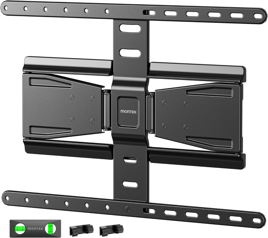 monTEK Supporto TV a Parete Ultra Slim per 43-90 Pollici (Solo 2 cm di distanza dal muro) (Design estremamente piatto (0,77") con braccio snodato Full-Motion – Carico 50 kg, VESA 600x400.)
