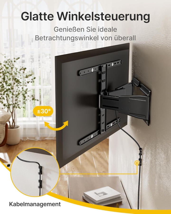 monTEK Supporto TV a Parete Ultra Slim per 43-90 Pollici (Solo 2 cm di distanza dal muro) (Design estremamente piatto (0,77") con braccio snodato Full-Motion – Carico 50 kg, VESA 600x400.)