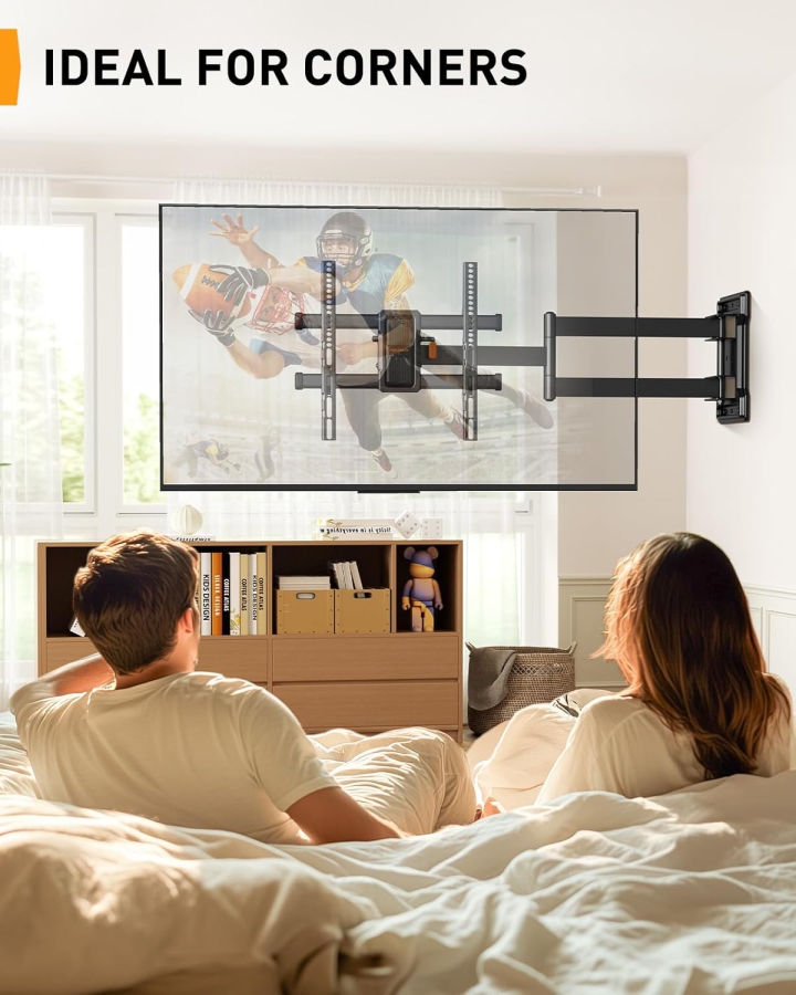Perlegear Supporto TV a Parete Extra Lungo Estensione 70cm per 32-65 Pollici (Max. 60 kg) (Supporto Angolare Full Motion con braccio da 700mm – Girevole ±90°, Inclinabile & VESA 400x400.)
