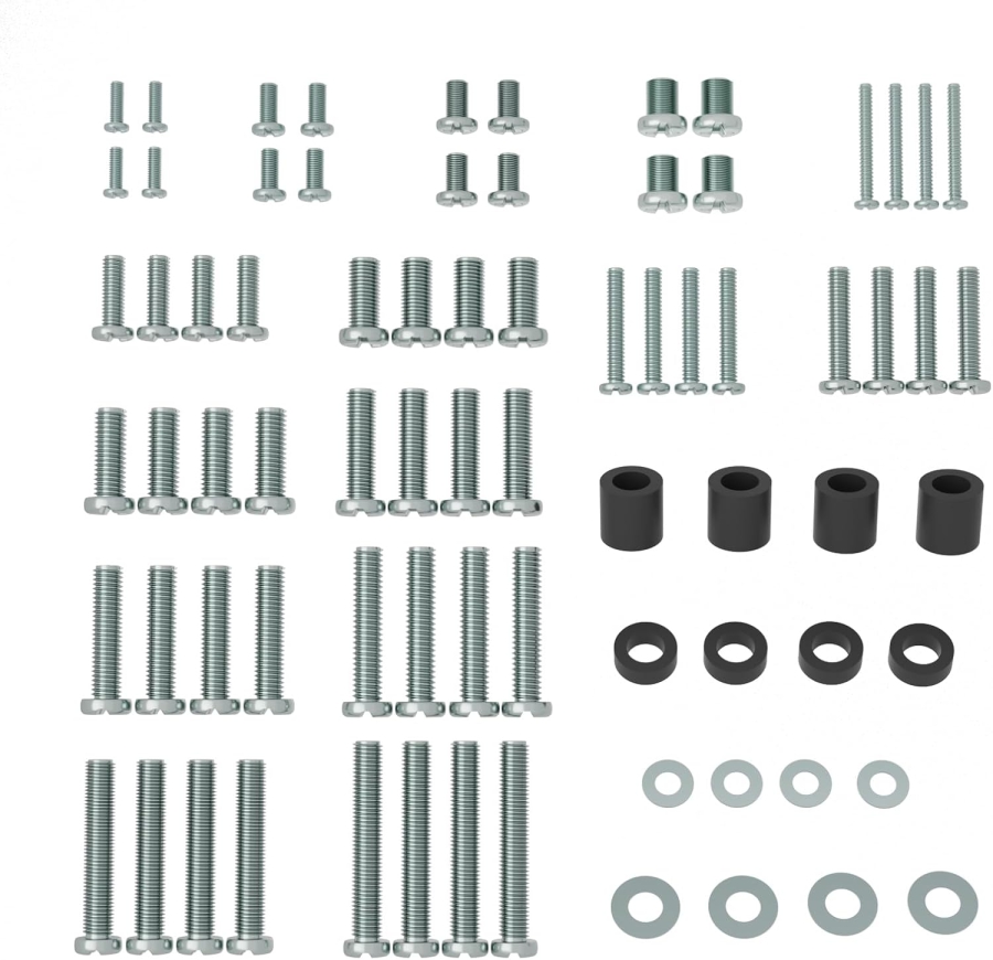PUTORSEN Set di Viti VESA Universali per TV fino a 90 Pollici (M4, M5, M6, M8) (Kit hardware completo per supporti a parete e piedistalli – Incl. distanziatori e rondelle.)