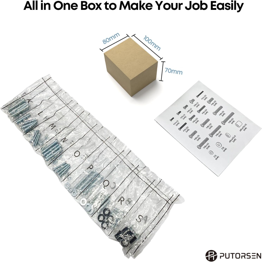 PUTORSEN Set di Viti VESA Universali per TV fino a 90 Pollici (M4, M5, M6, M8) (Kit hardware completo per supporti a parete e piedistalli – Incl. distanziatori e rondelle.)