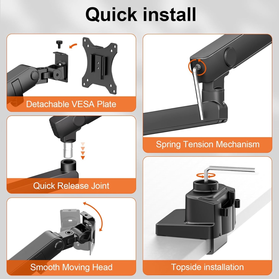 PUTORSEN Supporto da Tavolo Doppio Monitor per Schermi 17–35 Pollici (Supporto Ergonomico a Molla a Gas per Due Monitor fino a 12 kg Ciascuno)