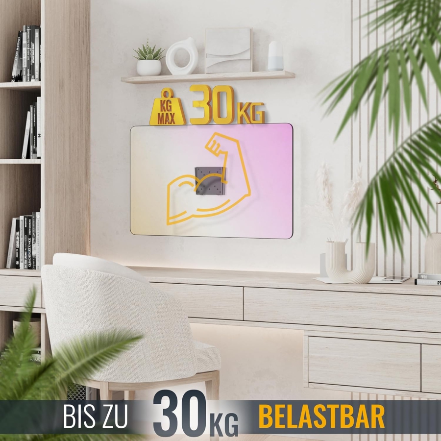 RICOO Monitorhalterung Parete F0311 per 13-34 Pollici – Fissa & Slim (14mm), VESA 75/100, fino a 30kg (Supporto a parete ultra-piatto per schermi PC: design minimalista, massima stabilità e montaggio facile.)