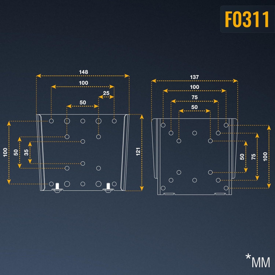 RICOO Monitorhalterung Parete F0311 per 13-34 Pollici – Fissa & Slim (14mm), VESA 75/100, fino a 30kg (Supporto a parete ultra-piatto per schermi PC: design minimalista, massima stabilità e montaggio facile.)