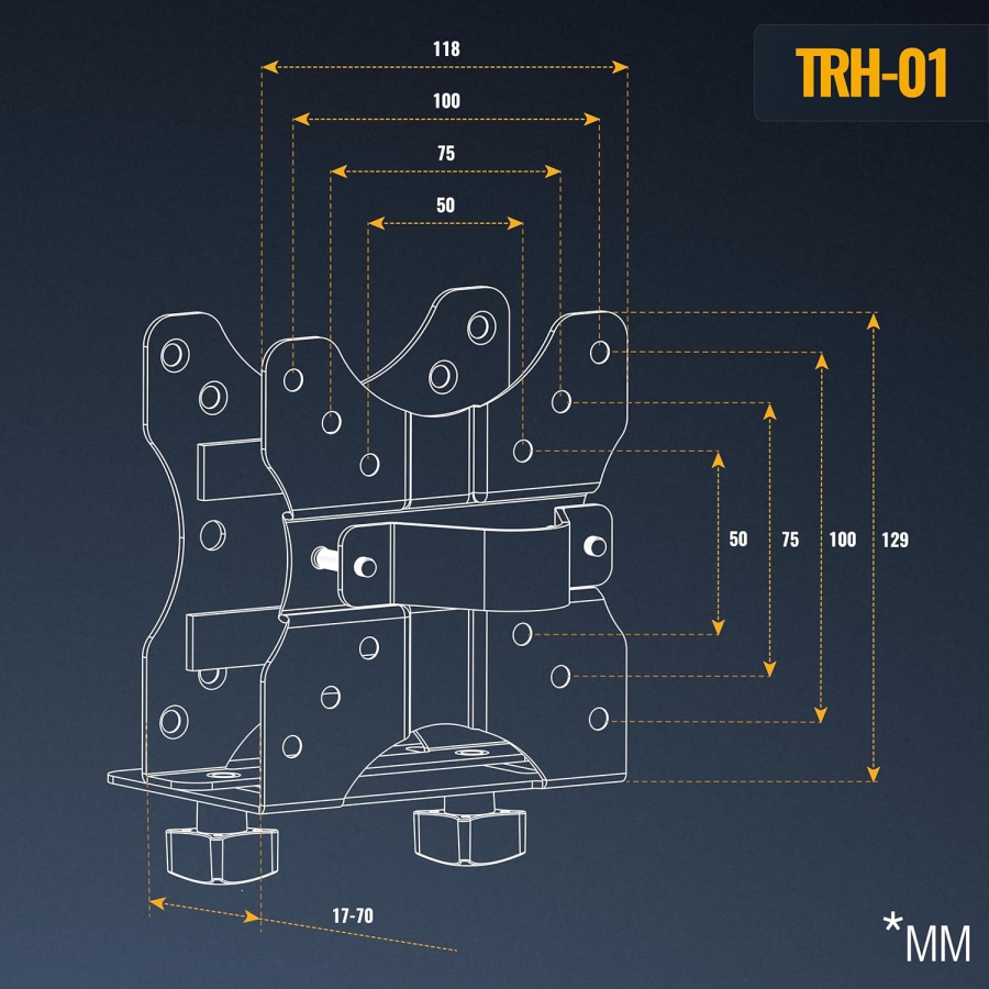 RICOO Supporto Universale per Mini PC (TRH-01) per VESA, Parete & Sottoscrivania (Supporto in acciaio regolabile per Thin Client & Intel NUC (17–70 mm) fino a 5 kg – Incl. cinghia di sicurezza)