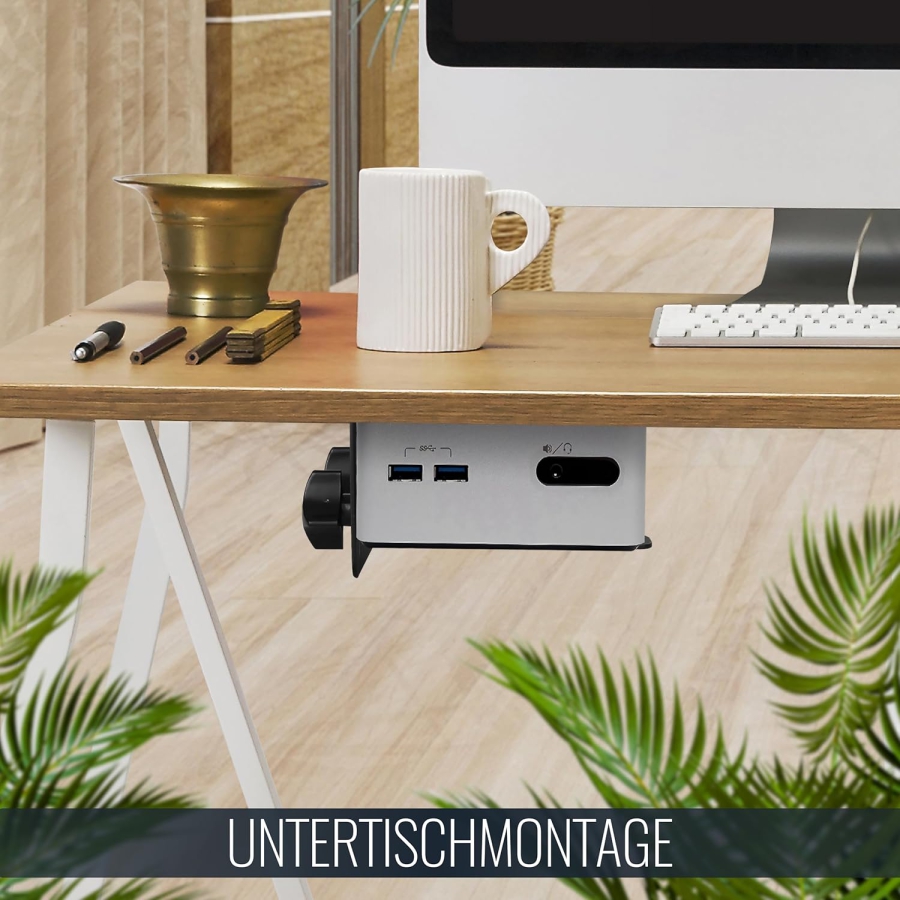 RICOO Supporto Universale per Mini PC (TRH-01) per VESA, Parete & Sottoscrivania (Supporto in acciaio regolabile per Thin Client & Intel NUC (17–70 mm) fino a 5 kg – Incl. cinghia di sicurezza)