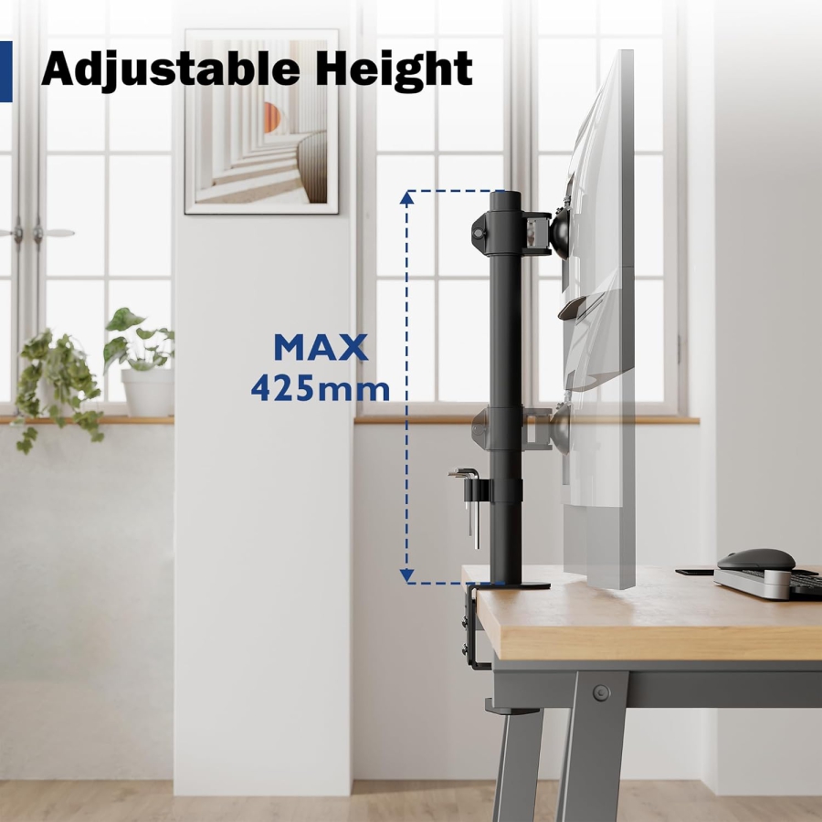 Supporto per monitor BONTEC, supporto da tavolo per schermi da 13-34 pollici, completamente mobile, design ergonomico, regolabile in altezza, per gaming e uso in ufficio, supporta fino a 10 kg, compatibile con VESA 75/100