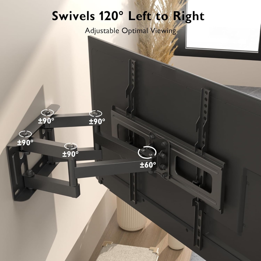 Supporto TV da parete BONTEC Supporto TV orientabile e inclinabile Movimento completo per televisori LCD LED piatti e curvi da 23-70 pollici o monitor fino a 45 kg, VESA max 400x400 mm