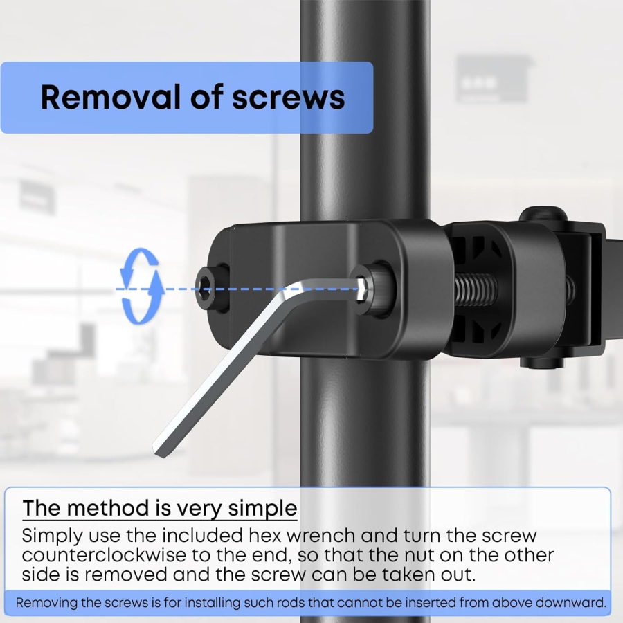 Supporto VESA Universale da Palo per Schermi 17-32 Pollici (Ø 28-60 mm) (Braccio articolato flessibile per estensione – Carico fino a 8 kg, Inclinabile, Orientabile & Ruotabile a 360°.)