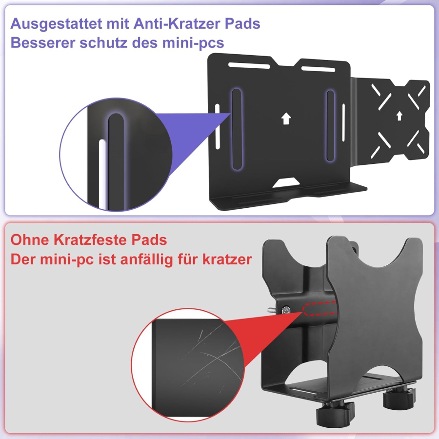 Supporto VESA Universale per Mini PC, Modem & Thin Client (Dell, HP, Lenovo) (Supporto a cinghia regolabile per dispositivi fino a 50 cm di circonferenza – Montaggio su braccio monitor o retro)