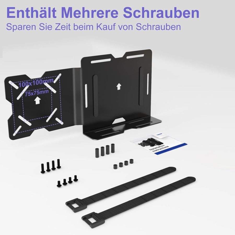 Supporto VESA Universale per Mini PC, Modem & Thin Client (Dell, HP, Lenovo) (Supporto a cinghia regolabile per dispositivi fino a 50 cm di circonferenza – Montaggio su braccio monitor o retro)