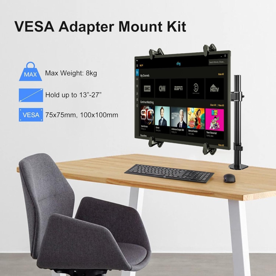Suptek Adattatore VESA per Monitor Non-VESA 13-27" – Supporto in Acciaio (La soluzione intelligente per monitor senza fori VESA: tenuta sicura per ogni setup.)