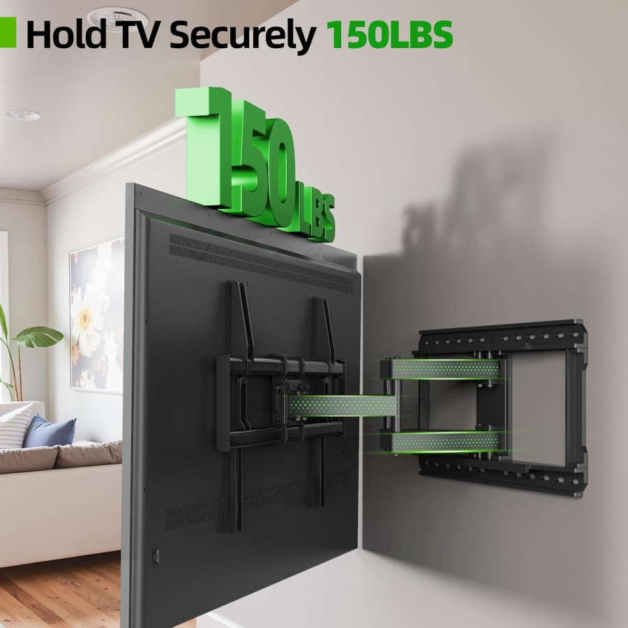 USX-MOUNT Supporto da Parete per TV Girevole & Inclinabile per 37-90 Pollici (fino a 68kg) – Doppio Braccio Estensibile, VESA fino a 600x400